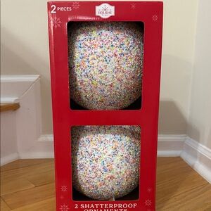 Sprinkle XL Shatterproof Ornaments - Set of 2 - NWT